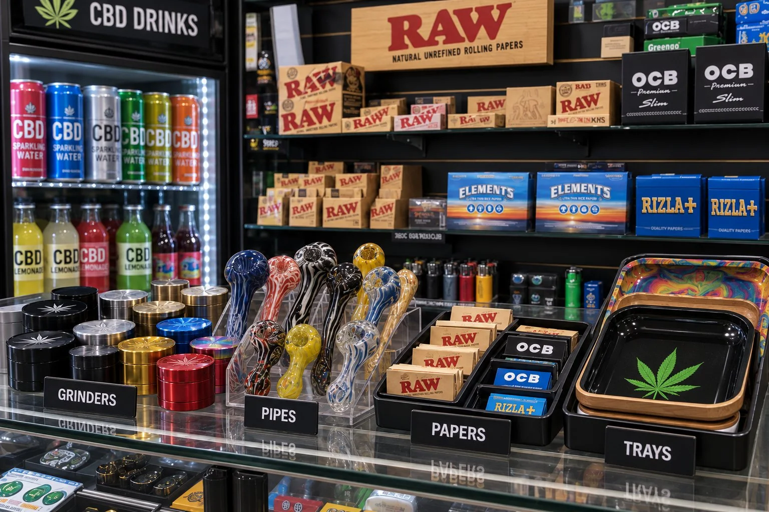 CBD drinks in the cooler at White Cloud 2 Smoke Shop